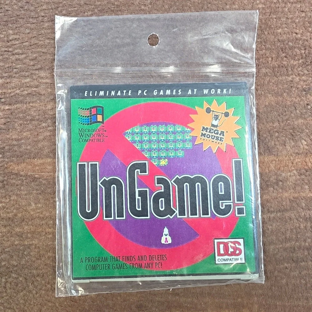 Mega Mouse UnGame! PC Software Vintage 3.5 Disk Green Like New Utility